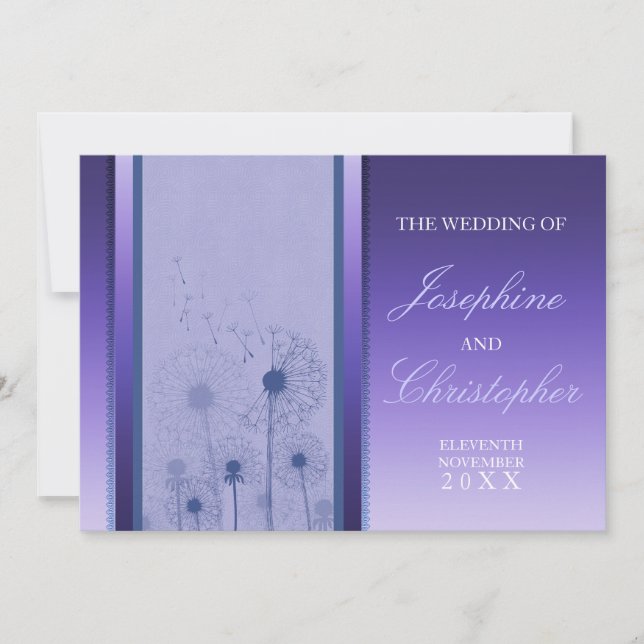 Dandelion Romance Purple Wedding Invitations (Front)