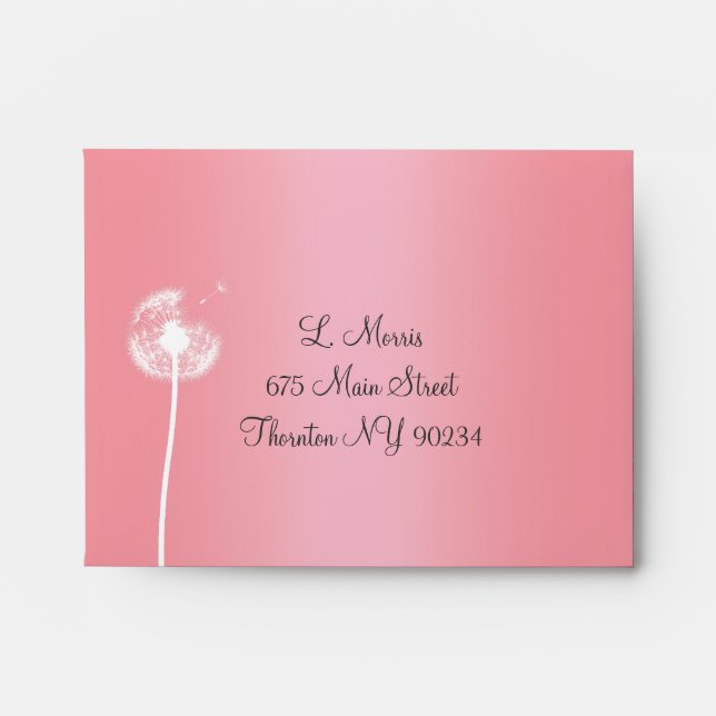 Dandelion RSVP Envelope in Rose Gold (Front)