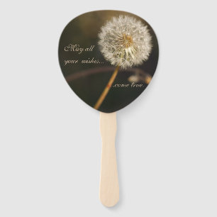 Dandelion seed head in brown tones hand fan