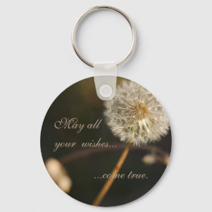Dandelion seed head in brown tones key ring