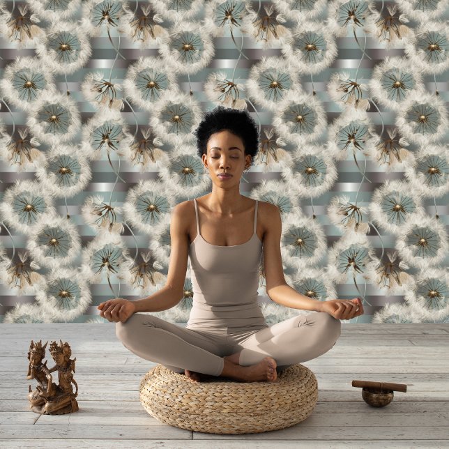 Dandelion Seed Heads on Teal Pastel Peel and Stick Wallpaper (Creator Uploaded)