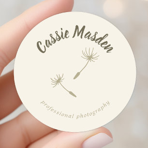 Dandelion Seed Rustic Botanical Business Logo Classic Round Sticker