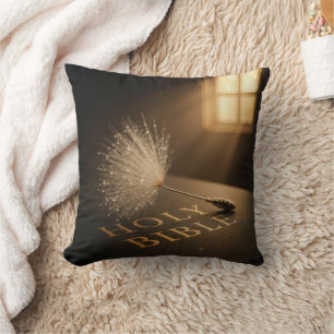 Dandelion Seedling with Water Droplets on a Bible Cushion