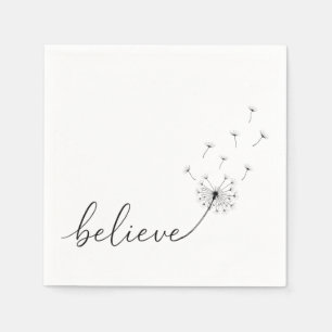 Dandelion Seedlings with Believe Text Napkin