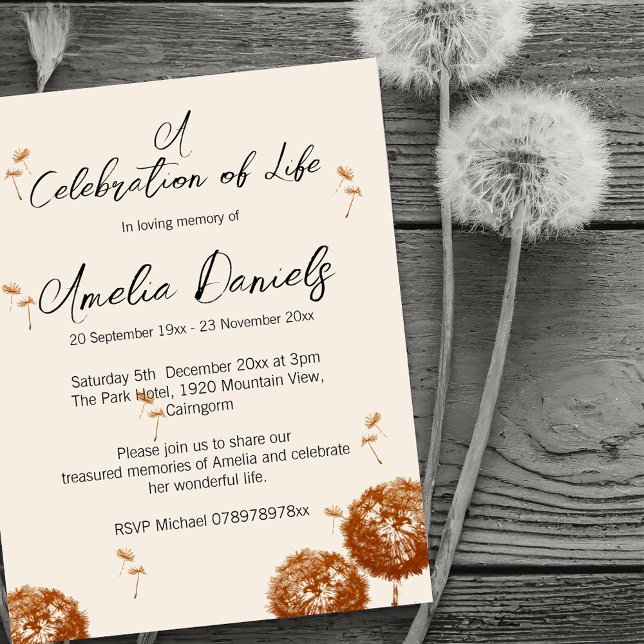 Dandelion Seeds Celebration of Life Card (Creator Uploaded)