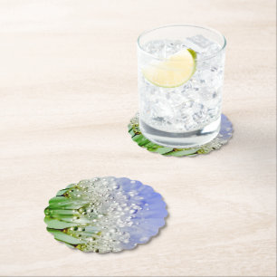 Dandelion Seeds with Dew Droplets Paper Coaster