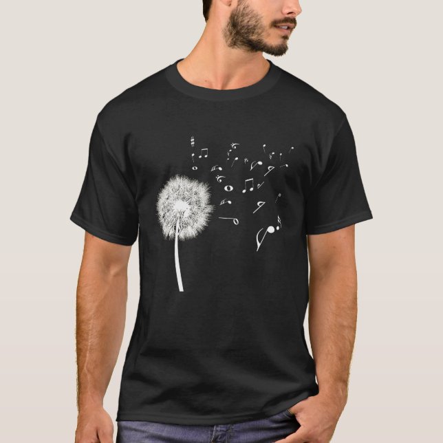 Dandelion Shirt Music Note Shirt Music Lover Tshir (Front)