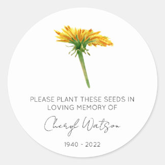Dandelion | Simple Memorial Seed Packet Classic Round Sticker