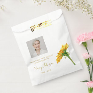 Dandelion Simple Photo Funeral Seed Favour Bags
