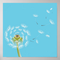 Dandelion sky blue and white art