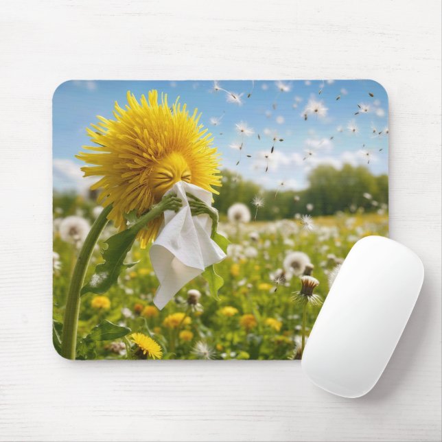 Dandelion Sneezing in a Summer Meadow Mouse Pad (With Mouse)
