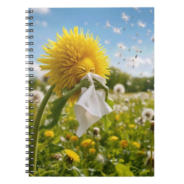 Dandelion Sneezing in Tissue Notebook (Front)