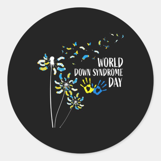 Dandelion Socks World Down Syndrome Day Awareness  Classic Round Sticker (Front)