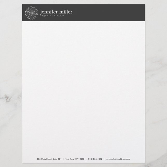 DANDELION STARBURST LOGO in WHITE Customisable Letterhead (Front)