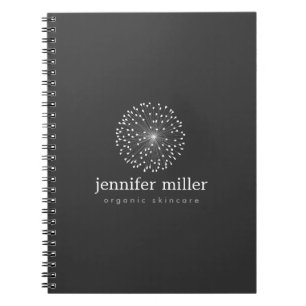 DANDELION STARBURST LOGO in WHITE Customisable Spiral Notebook