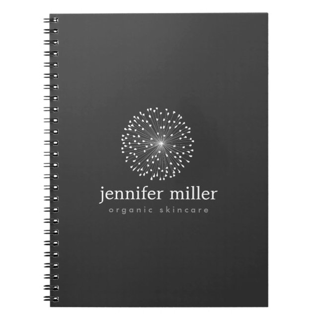 DANDELION STARBURST LOGO in WHITE Customisable Spiral Notebook (Front)