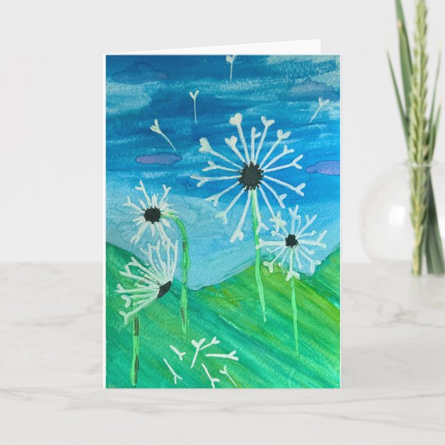 Dandelion Watercolor Blank Greeting Card   (Front)