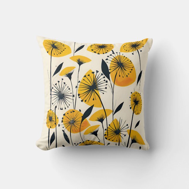 Dandelion wildflower field cushion (Front)