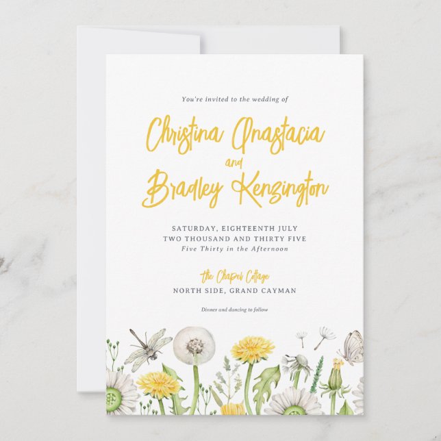 Dandelion Wildflower Garden Wedding Invitation (Front)