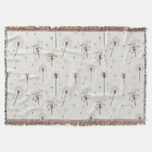 Dandelion Wildflower Pattern Throw Blanket