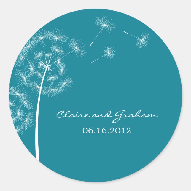 Dandelion Wish Favour Sticker or Envelope Seal (Front)