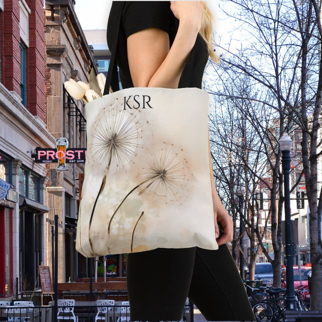 Dandelion Wish Monogram Tote Bag (Creator Uploaded)