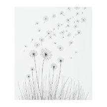  Dandelion Wishes, Minimalist Line Art.