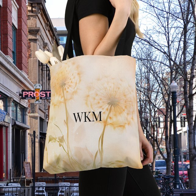 Dandelion Wishes Monogram Tote Bag (Creator Uploaded)