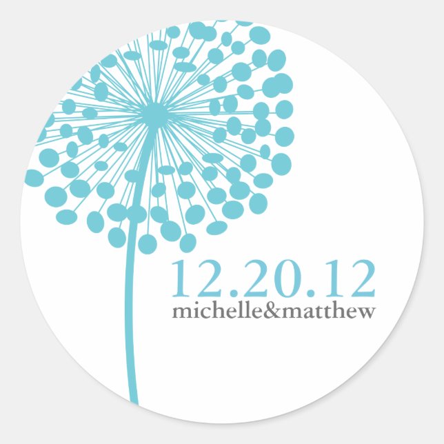Dandelion Wishes Wedding Favour Stickers (Front)