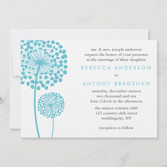 Dandelion Wishes Wedding Invitation (Front)