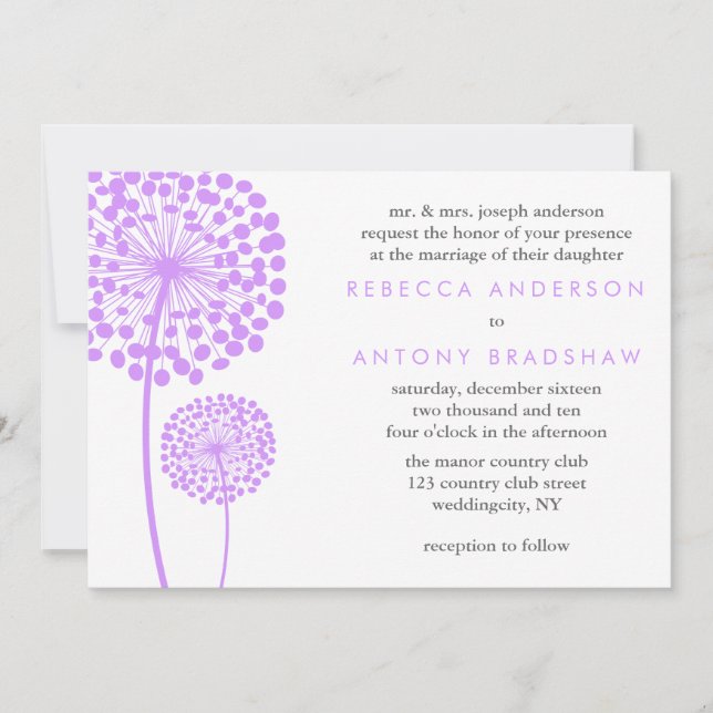Dandelion Wishes Wedding Invitation (Front)