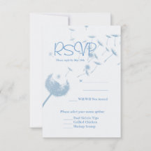 Dandelion Wishes Wedding on Soft Teal, RVSP Card