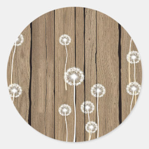 Dandelion Wood Rustic Pattern Classic Round Sticker