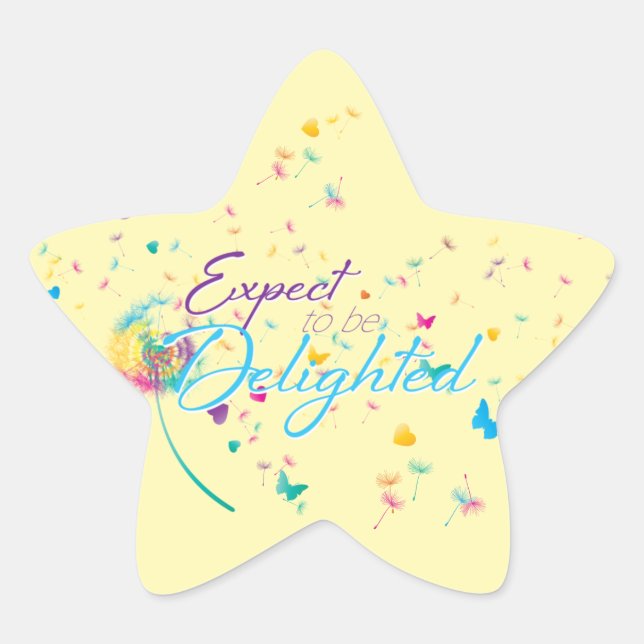 Dandelion, Yellow & Colourful Positive Phrase Star Sticker (Front)
