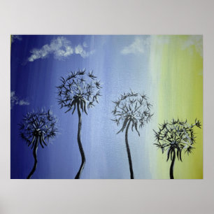 Dandelions and sky poster