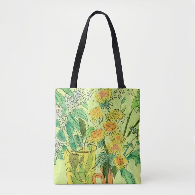 Dandelions Bird Cherry Summer Flowers Floral Art  Tote Bag (Front)
