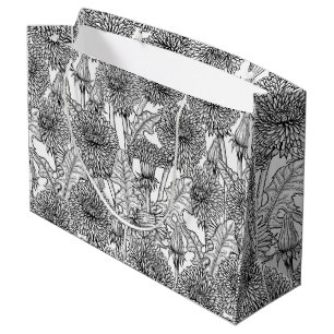 Dandelions, black and white large gift bag