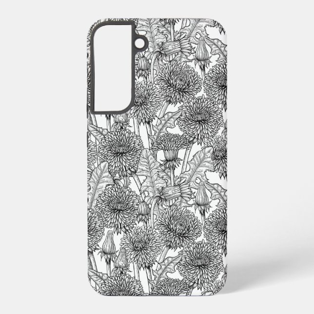 Dandelions, black and white samsung galaxy s22+ case (Back)