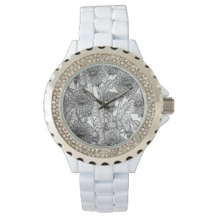 Dandelions, black and white watch