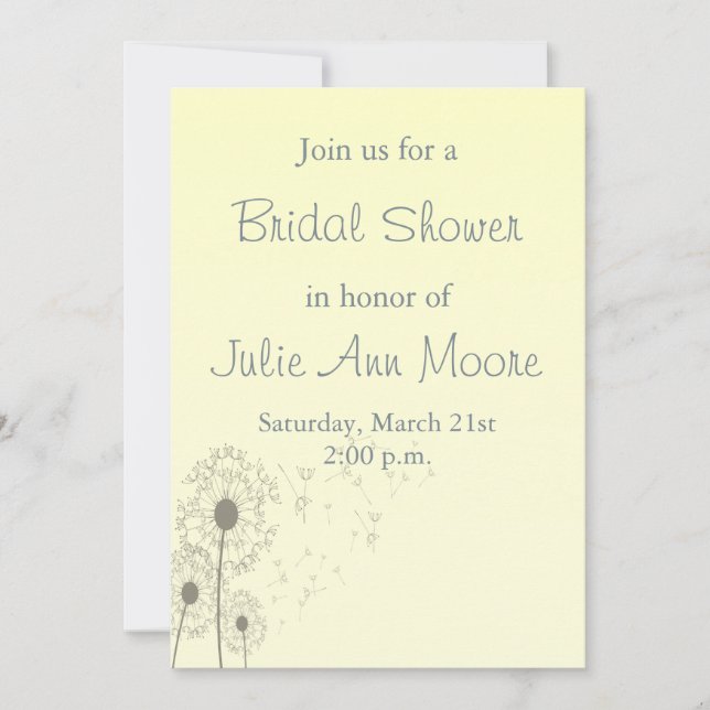 Dandelions Bridal Shower Invitation (Front)
