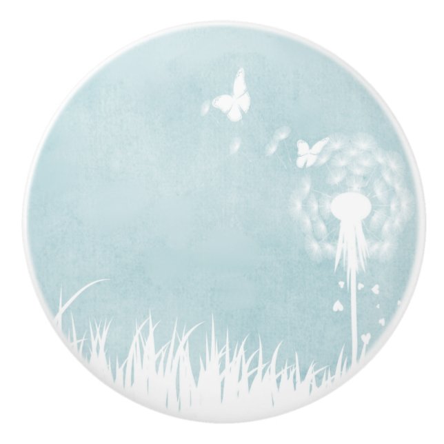 Dandelions, Butterflies & Blue Skies Ceramic Knob (Front)