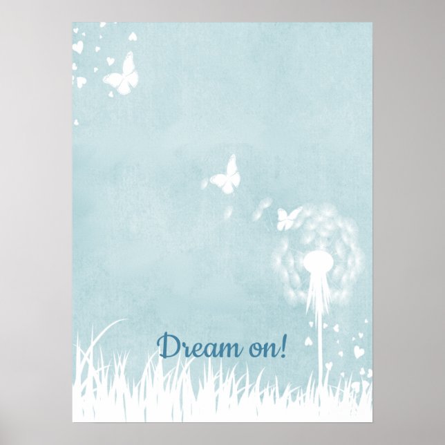 Dandelions, Butterflies & Blue Skies Poster (Front)