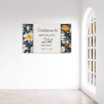 Dandelions Daisies Navy Blue 21st Birthday Welcome Banner<br><div class="desc">21st birthday party welcome banner for women designed with pretty little yellow dandelions and white daisies on a navy blue background. Personalise by adding the name of the guest of honour,  her age,  and her party date. Contact us for help with customisation or to request matching products.</div>