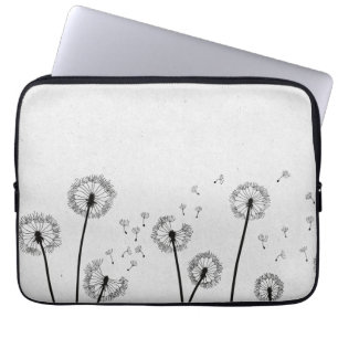 Dandelions Flowers Pappus Spores Grey Laptop Sleeve