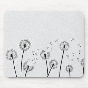 Dandelions Flowers Pappus Spores Grey Mouse Pad