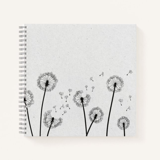 Dandelions Flowers Pappus Spores Grey Notebook (Front)