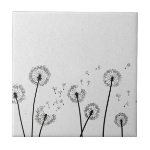 Dandelions Flowers Pappus Spores Grey Tile