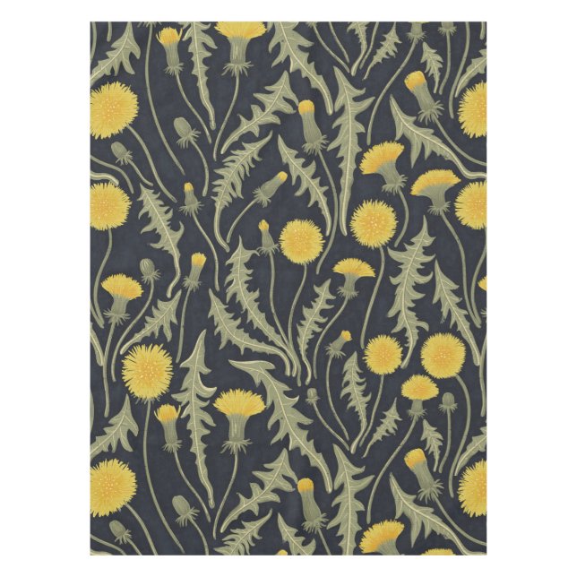 Dandelions, green, yellow and black tablecloth (Front)