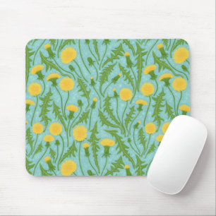 Dandelions, green, yellow and blue mouse pad