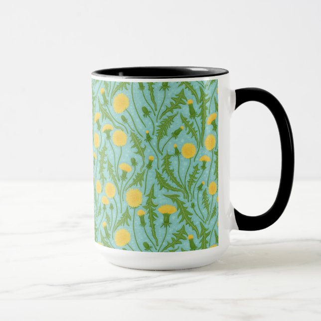 Dandelions, green, yellow and blue mug (Right)